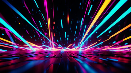 Wall Mural - design an abstract background filled with vibrant, electric light streaks in neon colors. the streak