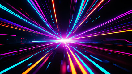 Wall Mural - design an abstract background filled with vibrant, electric light streaks in neon colors. the streak