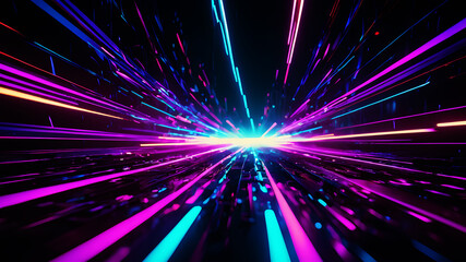 Wall Mural - design an abstract background filled with vibrant, electric light streaks in neon colors. the streak