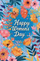 Poster - simple cartoon women's day background with the inscription 