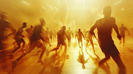 Wall Mural - With a soft focus the players look like graceful dancers in the midst of a heated match.