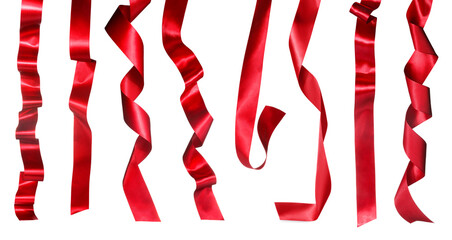 Wall Mural - Beautiful red ribbons isolated on white, set