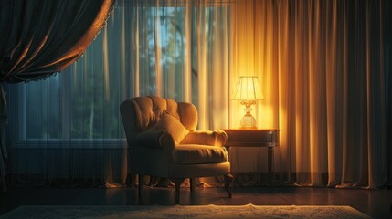 Poster - Chair lamp illuminating room