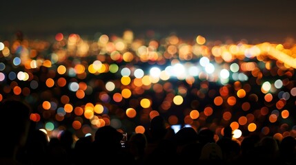 Wall Mural - A blur of city lights and a sea of concertgoers make this an unforgettable urban experience.