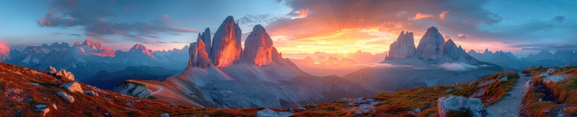 Wall Mural - Majestic Mountain Range at Sunset