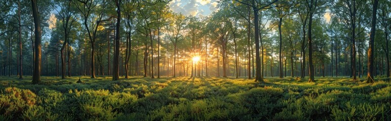 Wall Mural - Sunlight Through the Trees in a Forest