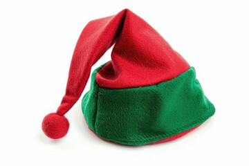 White background with Christmas Elf s hat