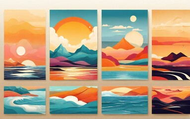 Wall Mural - set of images of sea and sun