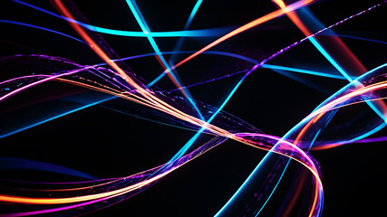 Wall Mural - create an abstract image with dynamic neon light streaks in vibrant colors, weaving and intersecting