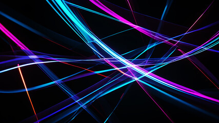 Wall Mural - create an abstract image with dynamic neon light streaks in vibrant colors, weaving and intersecting