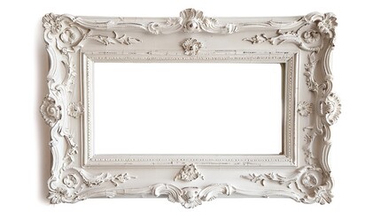 Antique white frame elegantly isolated on white background