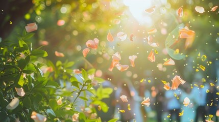 Canvas Print - Petals and leaves blur together enveloping attendees in a natural botanical wonderland.