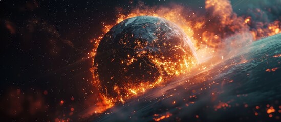 Wall Mural - Burning Planet Earth - A Doomsday Scenario