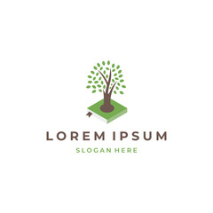 Wall Mural - Tree Life Logo Design Vector Inspiration, For Education Logo. Tree With Book Logo Template