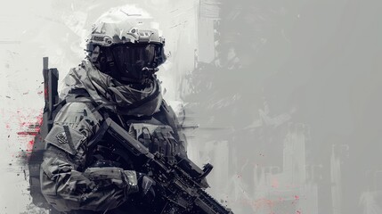 Poster - Soldier Sketch Art for Creative Inspiration: Stylized and Generative AI-Generated Design