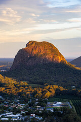 Canvas Print - sunset light on mount cooee, queensland, australia.