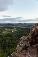 Canvas Print - beautiful sunset view around glasshouse mountains, queensland, australia.