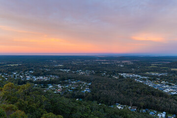Canvas Print - beautiful sunset view at brisbane hinterland, queensland, australia.