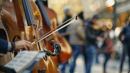 Wall Mural - Defocused musicians come together in a harmonious blur.