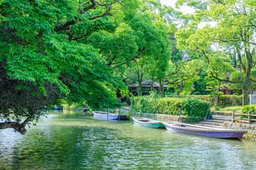 初夏の柳川の風景　福岡県柳川市　Scenery of Yanagawa in early summer. Fukuoka Pref, Yanagawa City.