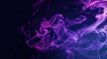 Wall Mural - Neon purple smoke swirling against a black backdrop