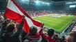 © Ziyan Yang - Fans waving the flag of Austria at a football match, with the stadium crowd in the background
