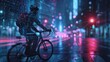 © Justlight - A cyclist using a 5Genabled AR app to navigate through the streets with virtual arrows and notifications guiding them to their destination.