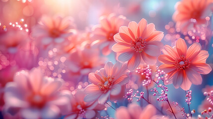 Sticker - pink flowers background