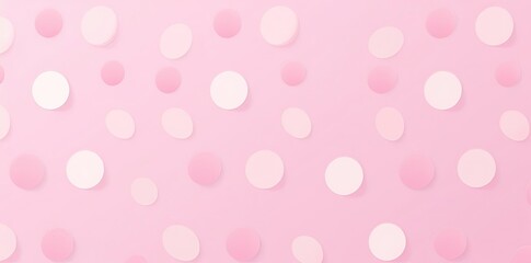 Sticker - pink polka dot background with a white circle on a pink wall