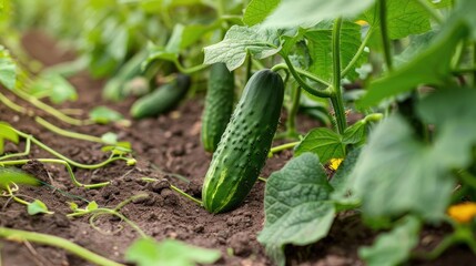 Sticker - Cultivating fresh cucumbers in a garden