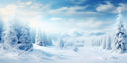 Wall Mural - winter wonderland backgrounds featuring snow - covered trees and a clear blue sky
