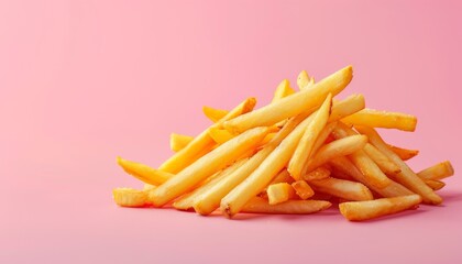 Wall Mural - French Fries on pastel background with space above for text