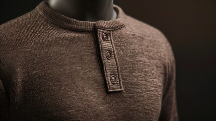 Poster - Brown sweater with button-up collar on mannequin in studio shot