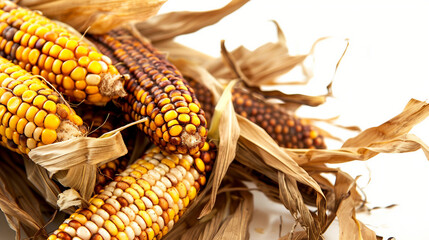 Wall Mural - Abundant Harvest: Dried Corn on the Cob on Silver Background