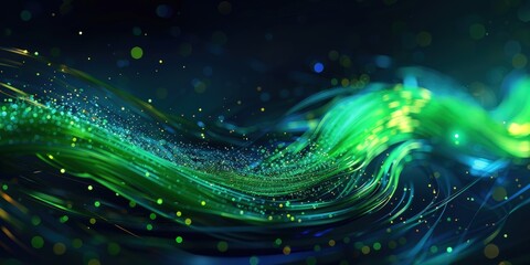 Wall Mural - abstract green and blue light waves