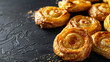 © Sunanta - Delicious Lemon Palmiers Pastry on Dark Background, Sweet Baked Treats Stock Photo