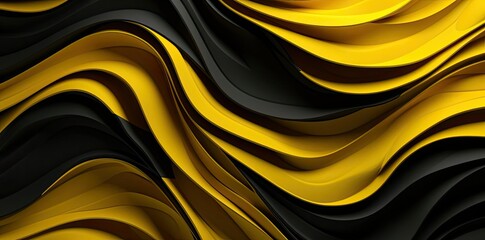 Wall Mural - black & yellow background with a lot of waves