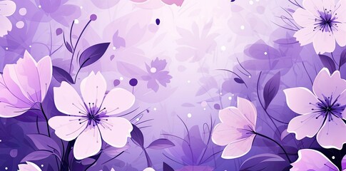 Canvas Print - cute purple backgrounds with white and purple flowers, including a white flower and a purple and white flower, set against a purple wall