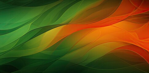 Wall Mural - green and orange background with a lot of waves