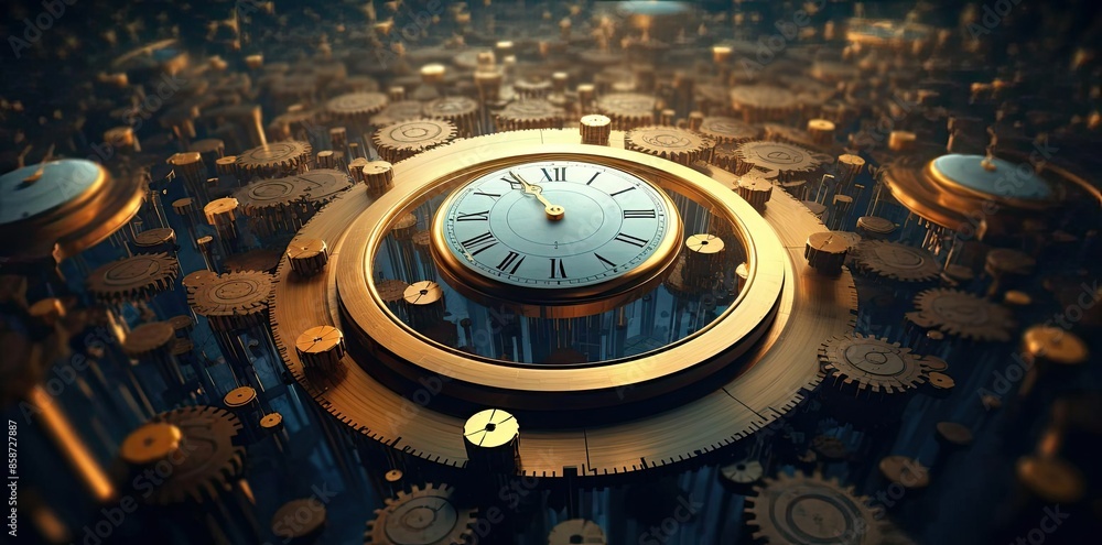 time background with a clock on the wall a clock with a red hand on the ...
