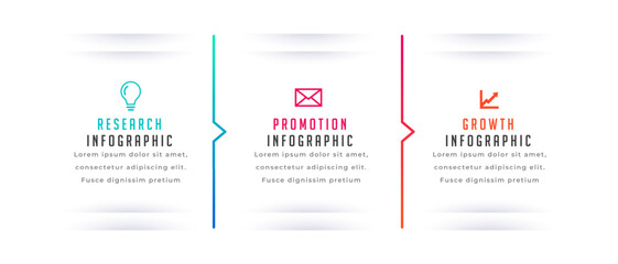 Sticker - three steps infographic process chart banner for data visualization