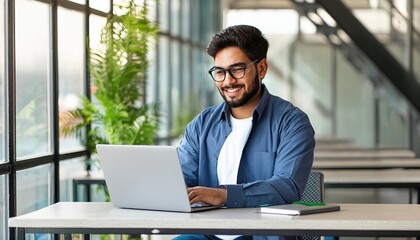 businessman working on laptop in cafe