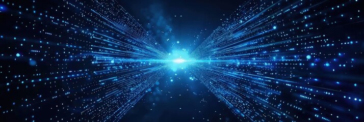 Wall Mural - abstract blue lights in a digital tunnel