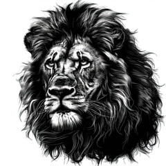 Wall Mural - A black and white drawing of a lion
