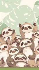 Poster - Cute Sloth Family Illustration