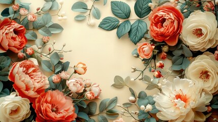 Premium Vintage Bouquet: Baroque Style Flower Decoration for Wedding Invitation Background