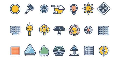 Sticker - Solar Panel Icons Set: A Collection of Colorful Illustrations