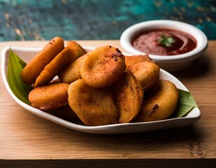 Canvas Print - Fried Idli and chutney