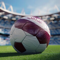 Wall Mural - Soccer ball in flag colors on a bright blurred stadium background. Czech Republic. 3D image