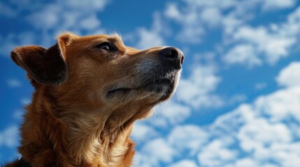 Poster - Portrait of a dog under a blue sky 191